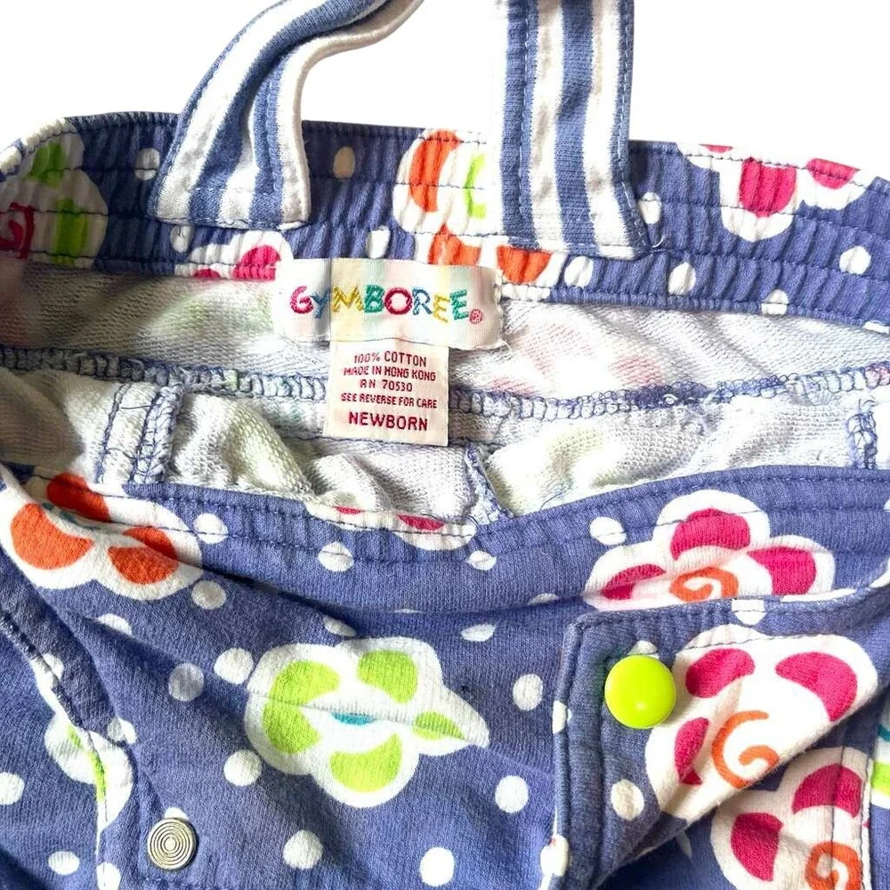 Vintage Gymboree Rainbow Tag Newborn Baby Girls Floral Polka Dot Romper Overalls